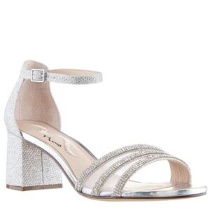 Nina Shimmering Silver Block Heels